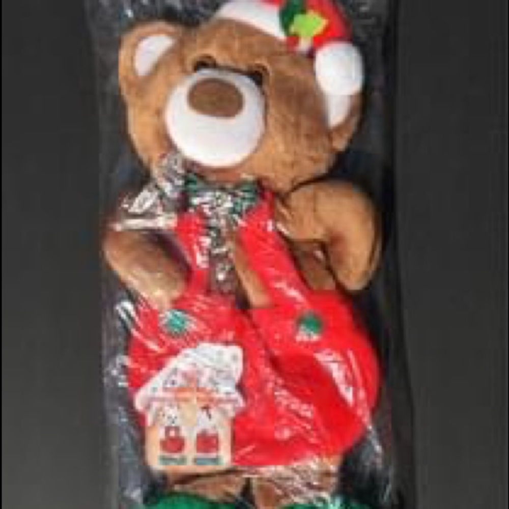 Vintage Christmas Stocking Teddy Bear Plush New Rennoc 1985 Santa’s Best NOS NIP
